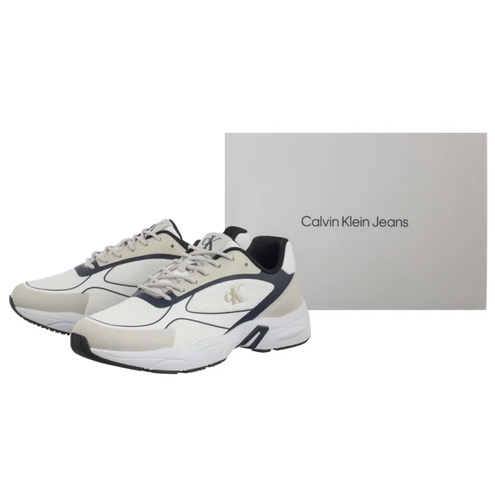 Buty Sportowe Calvin Klein Retro Tennis Low Knit Mix Bright White/Calvin Navy/Silver B YM0YM01310 0LD – zdjęcie 7