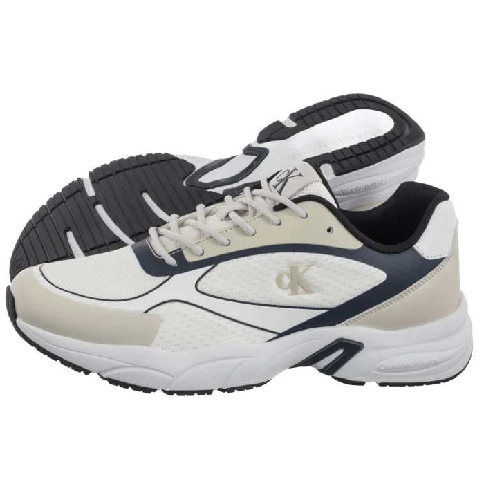 Buty Sportowe Calvin Klein Retro Tennis Low Knit Mix Bright White/Calvin Navy/Silver B YM0YM01310 0LD – zdjęcie 1