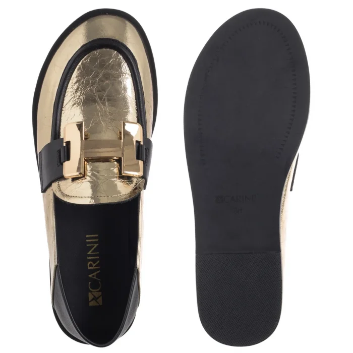 Mokasyny Carinii Złote B10044-180-000-000-000 – zdjęcie 5