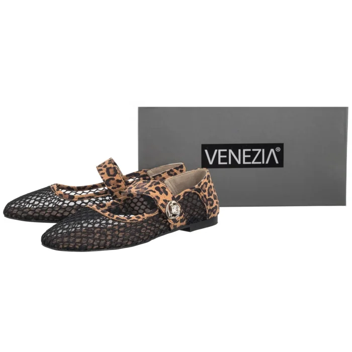 Baleriny Venezia Czarne/Brązowe L075MTBBOBA033 – zdjęcie 6