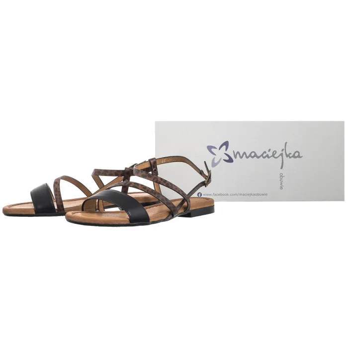 Sandały Maciejka Czarne/Panterka 06966-01/00-1 – zdjęcie 6