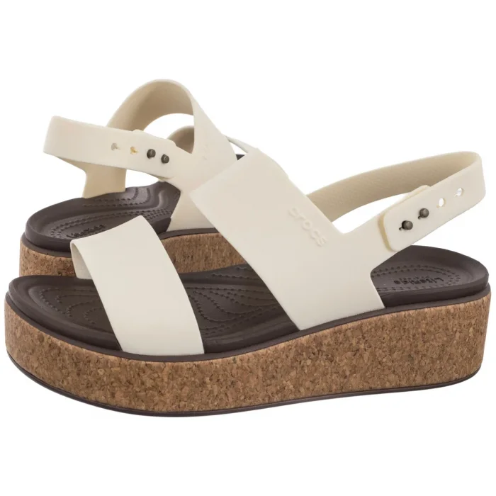 Sandały Crocs Brooklyn Cork Low Wedge Chalk 211144-0WV – zdjęcie 1