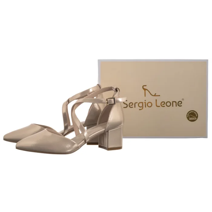 Czółenka Sergio Leone Złote Satynowe SK 830 – zdjęcie 6