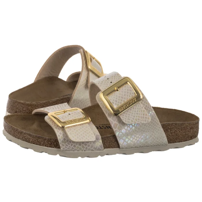 Klapki Birkenstock Sydney Cushion Buckle Shiny Snake Cream 1030258 – zdjęcie 1