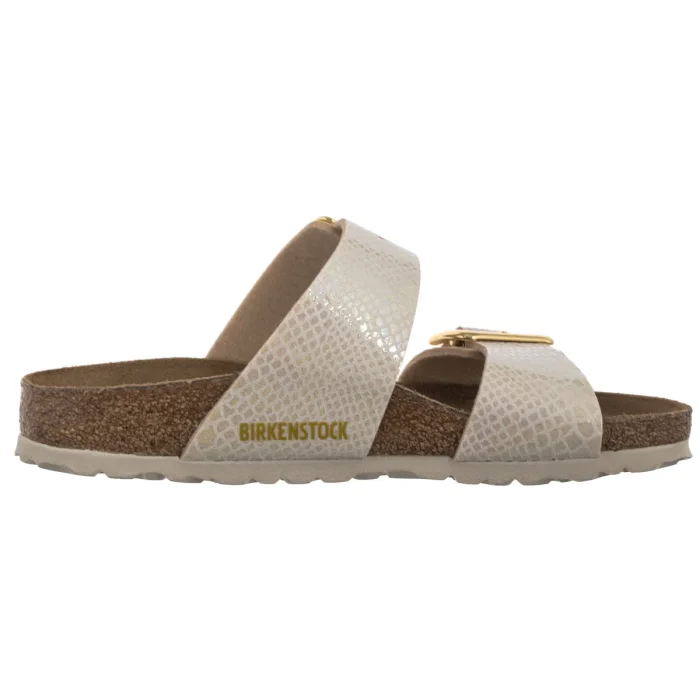 Klapki Birkenstock Sydney Cushion Buckle Shiny Snake Cream 1030258 – zdjęcie 3