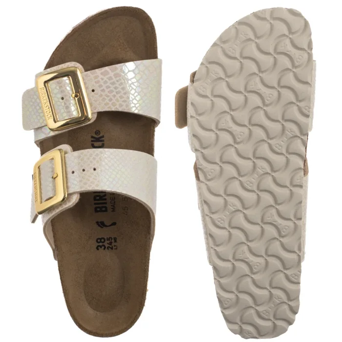 Klapki Birkenstock Sydney Cushion Buckle Shiny Snake Cream 1030258 – zdjęcie 5