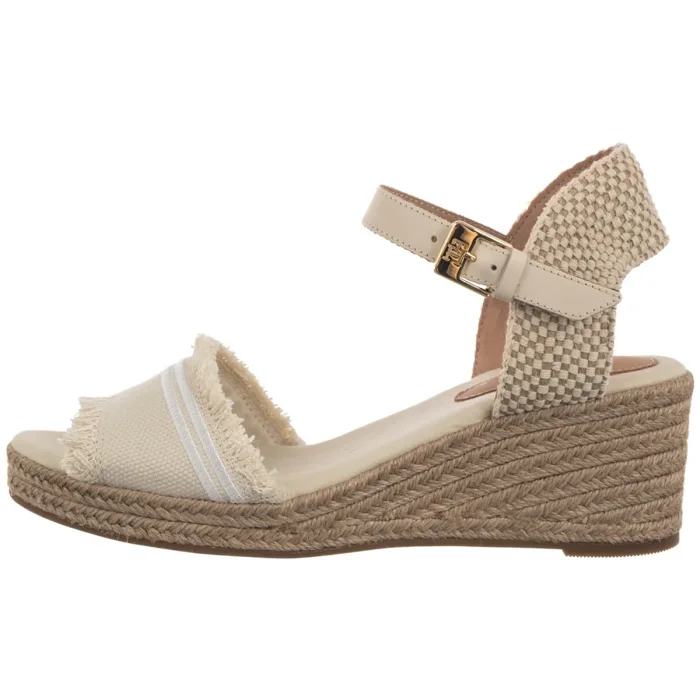Sandały Tommy Hilfiger Fringe Canvas Medium Wedge Muslin FW0FW08879 ACJ – zdjęcie 2