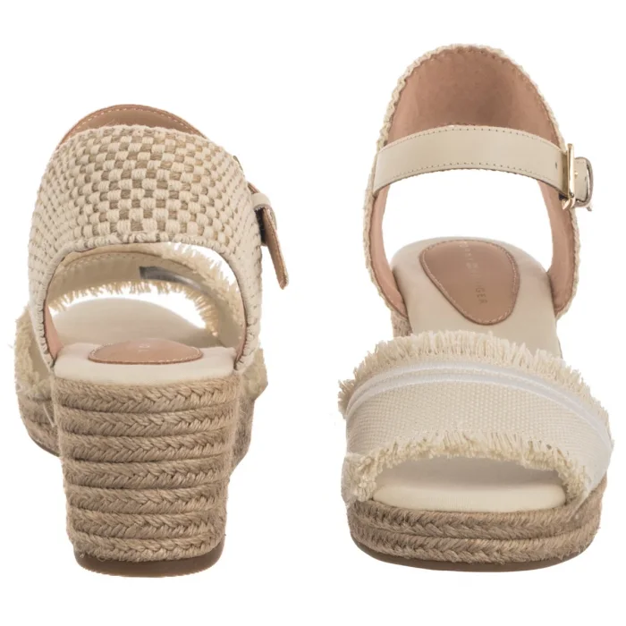 Sandały Tommy Hilfiger Fringe Canvas Medium Wedge Muslin FW0FW08879 ACJ – zdjęcie 4