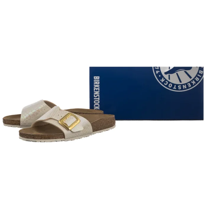Klapki Birkenstock Catalina Cushion Buckle Shiny Snake Cream 1030360 – zdjęcie 6