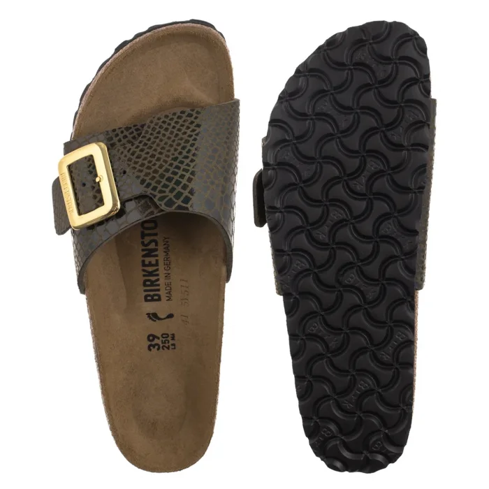 Klapki Birkenstock Catalina Cushion Buckle Shiny Snake Sage 1030320 – zdjęcie 5