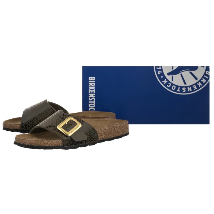 Klapki Birkenstock Catalina Cushion Buckle Shiny Snake Sage 1030320 – zdjęcie 6