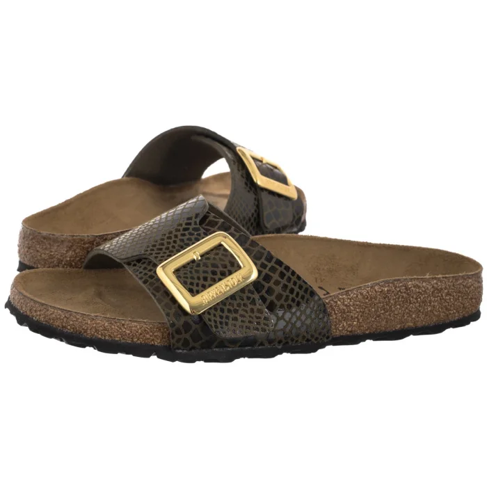 Klapki Birkenstock Catalina Cushion Buckle Shiny Snake Sage 1030320 – zdjęcie 1