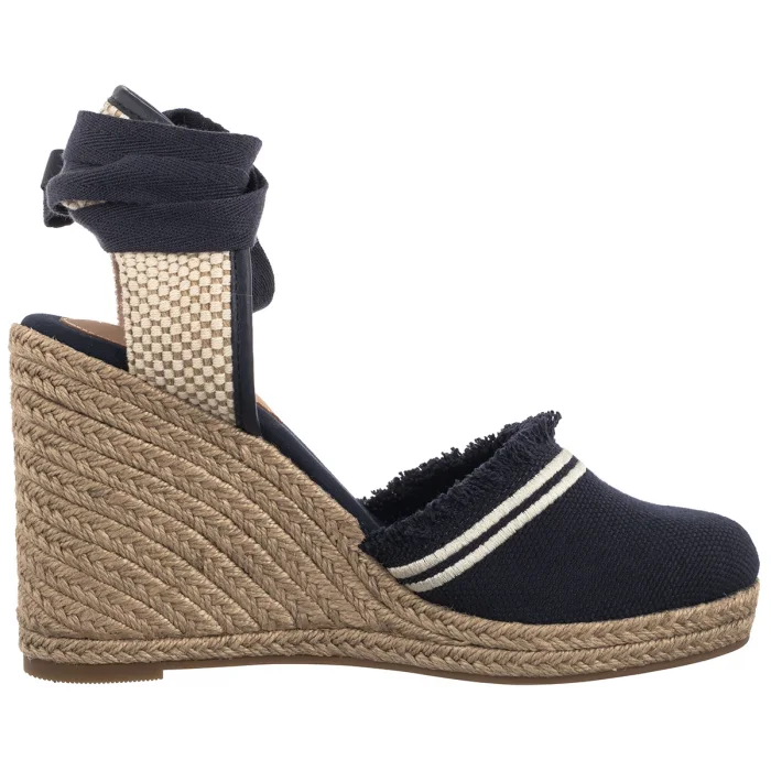 Espadryle Tommy Hilfiger Fringe Canvas High Wedge Space Blue FW0FW08878 DW6 – zdjęcie 3