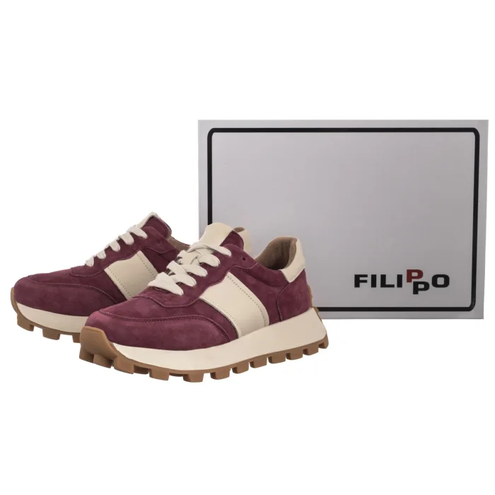 Sneakersy Filippo Bordowe DP7112/25 BG – zdjęcie 6