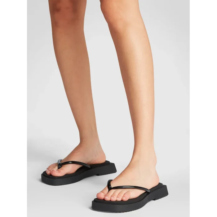 Japonki Calvin Klein Sq Low Wedge Sandal Stitch Triple Black YW0YW01716 0GJ – zdjęcie 2