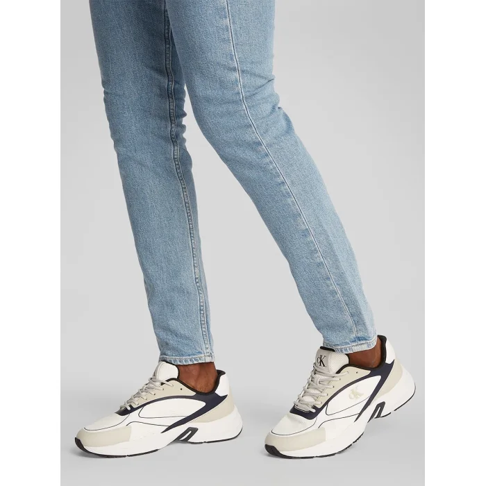 Buty Sportowe Calvin Klein Retro Tennis Low Knit Mix Bright White/Calvin Navy/Silver B YM0YM01310 0LD – zdjęcie 2