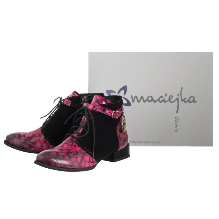 Botki Maciejka Róż+Czarny 5743A-15/00-8 – zdjęcie 6