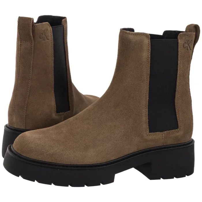 Sztyblety Calvin Klein Chunky Chelsea Boot Suede Classic Taupe YW0YW02071 ADH – zdjęcie 1