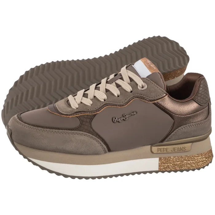 Sneakersy Pepe Jeans Rusper Glam Bronze Beige PLS600008 864 – zdjęcie 1