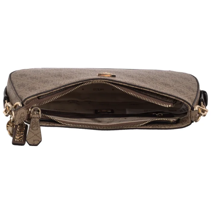 Torebka Guess Noelle II Top Zip Shoulder Bag HWBG96 72180 Latte Logo/Brown – zdjęcie 6