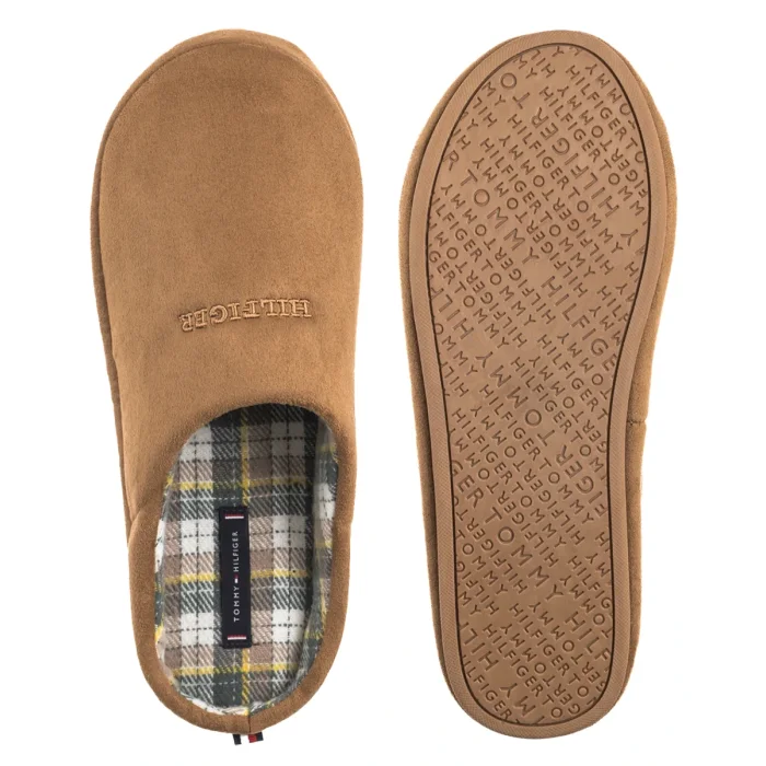 Kapcie Tommy Hilfiger Hilfiger M Sde Check House Shoe Desert Khaki FM0FM05615 GWJ – zdjęcie 5