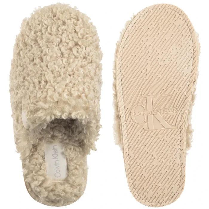 Kapcie Calvin Klein Close Slipper Fur Marshmallow YW0YW01975 YAL – zdjęcie 5