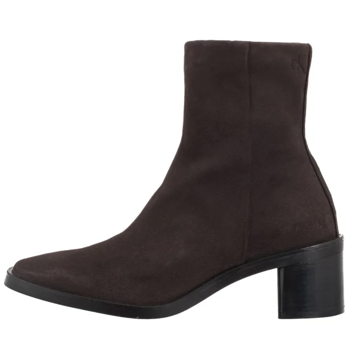 Botki Calvin Klein Block Heel Zip Boot Sue Chocolate Brown HW0HW02592 GBW – zdjęcie 2