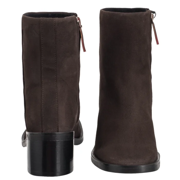Botki Calvin Klein Block Heel Zip Boot Sue Chocolate Brown HW0HW02592 GBW – zdjęcie 4