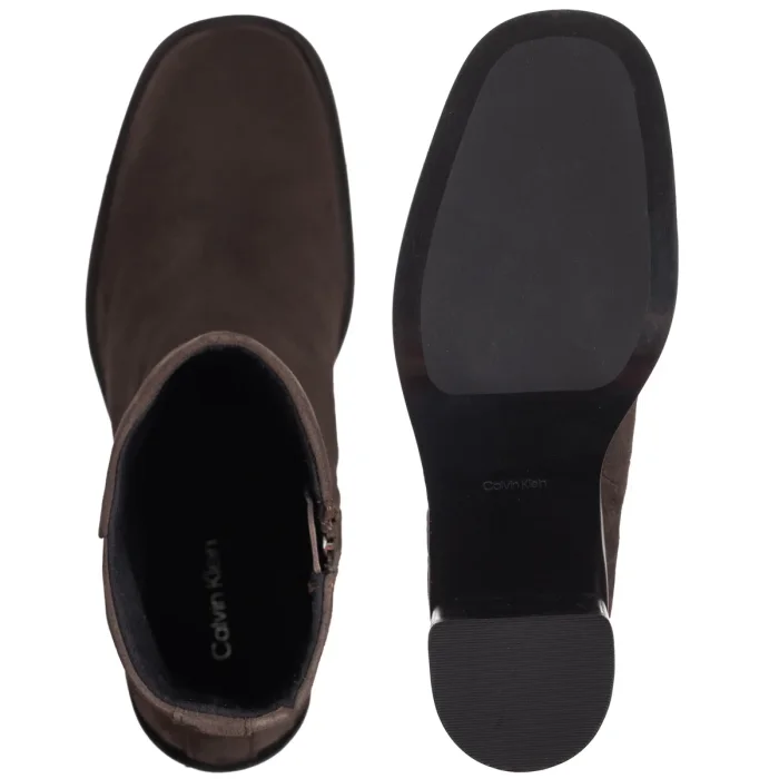 Botki Calvin Klein Block Heel Zip Boot Sue Chocolate Brown HW0HW02592 GBW – zdjęcie 5