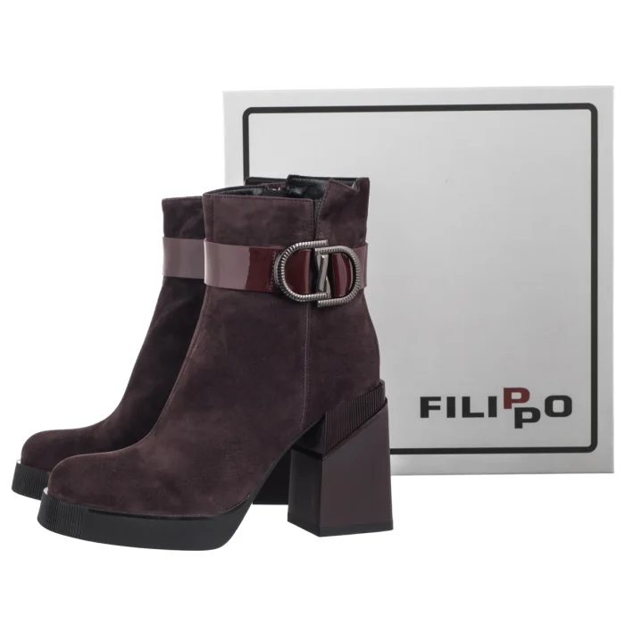 Botki Filippo Bordowe DBT7183/25 BG – zdjęcie 6