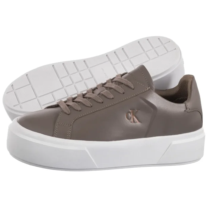 Sneakersy Calvin Klein Flatform Lace Up Lth Mg Desert Taupe/Bright White YW0YW01928 PBO – zdjęcie 1