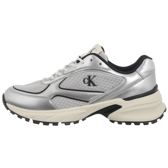 Buty Sportowe Calvin Klein Hike Runner Laceup Mesh Mix Met Silver/Black/Marshmallow YM0YM01402 0IX – zdjęcie 2
