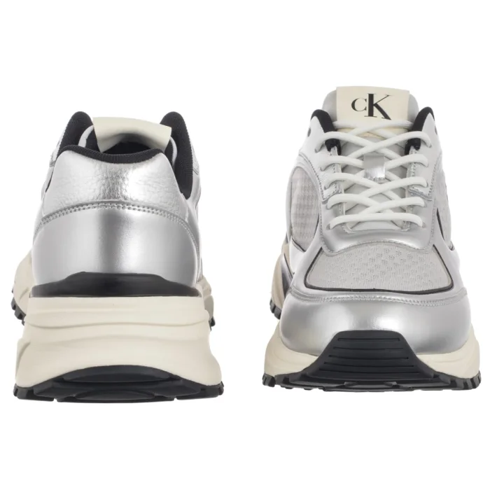 Buty Sportowe Calvin Klein Hike Runner Laceup Mesh Mix Met Silver/Black/Marshmallow YM0YM01402 0IX – zdjęcie 4