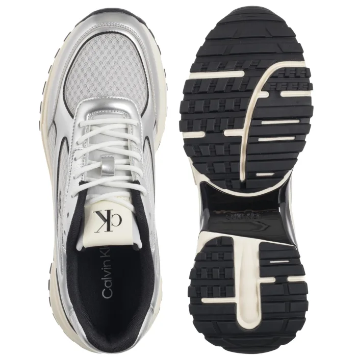 Buty Sportowe Calvin Klein Hike Runner Laceup Mesh Mix Met Silver/Black/Marshmallow YM0YM01402 0IX – zdjęcie 5