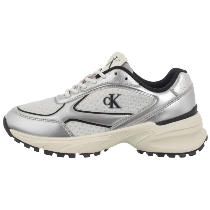Buty Sportowe Calvin Klein Hike Runner Lace Up Mesh Mix Met Silver/Black/Bright White YW0YW02063 0IX – zdjęcie 2