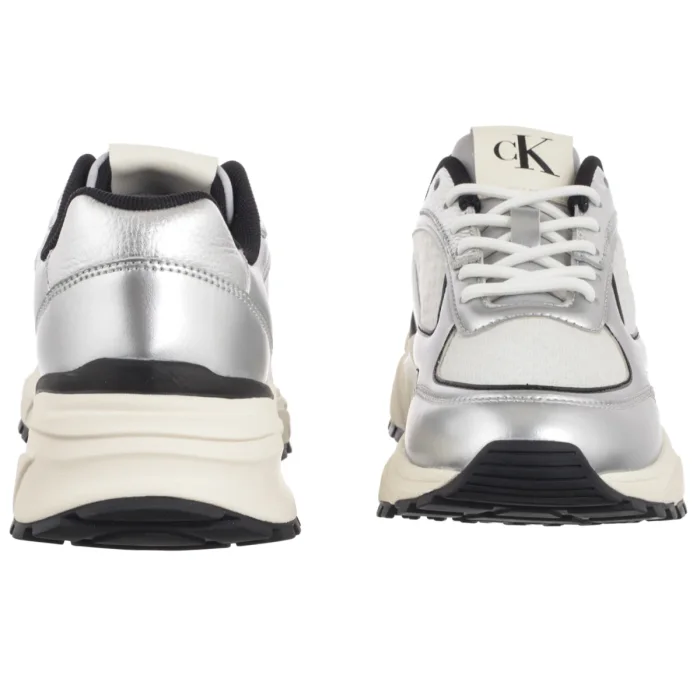 Buty Sportowe Calvin Klein Hike Runner Lace Up Mesh Mix Met Silver/Black/Bright White YW0YW02063 0IX – zdjęcie 4
