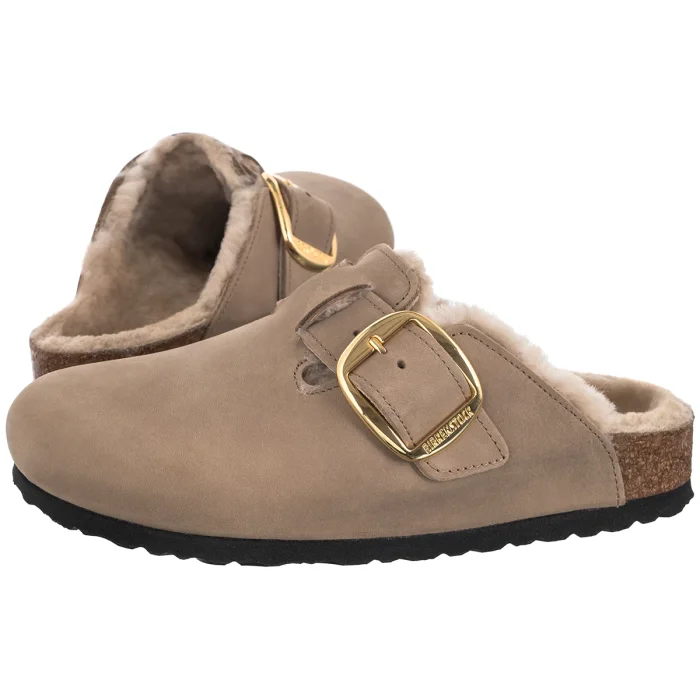 Klapki Birkenstock Boston Big Buckle Shearling Tabacco Brown 1030444 – zdjęcie 1