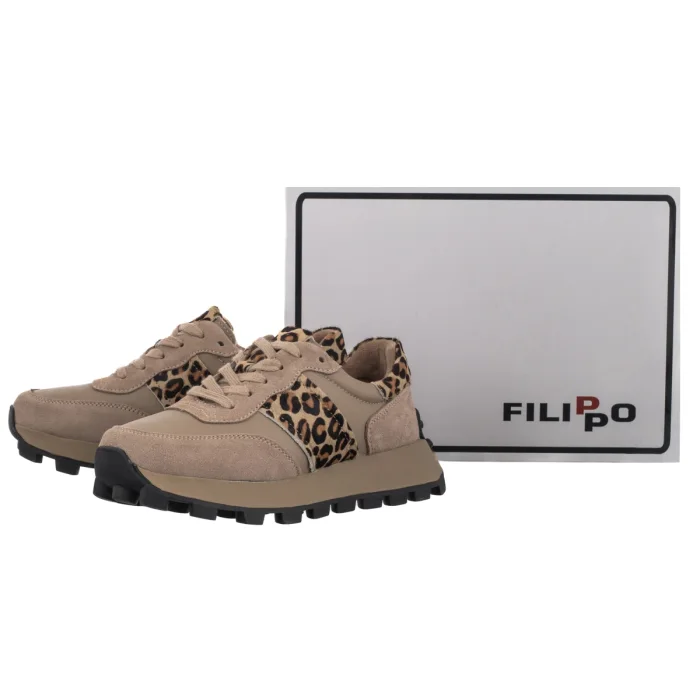 Sneakersy Filippo Beżowe/Panterka DP7112/25 BE LEO – zdjęcie 6