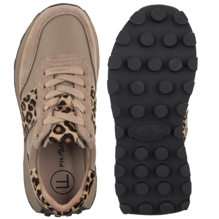 Sneakersy Filippo Beżowe/Panterka DP7112/25 BE LEO – zdjęcie 5