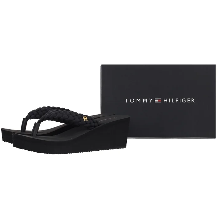 Japonki Tommy Hilfiger TH Wedge Braided Summer Sandal Black FW0FW09198 BDS – zdjęcie 6