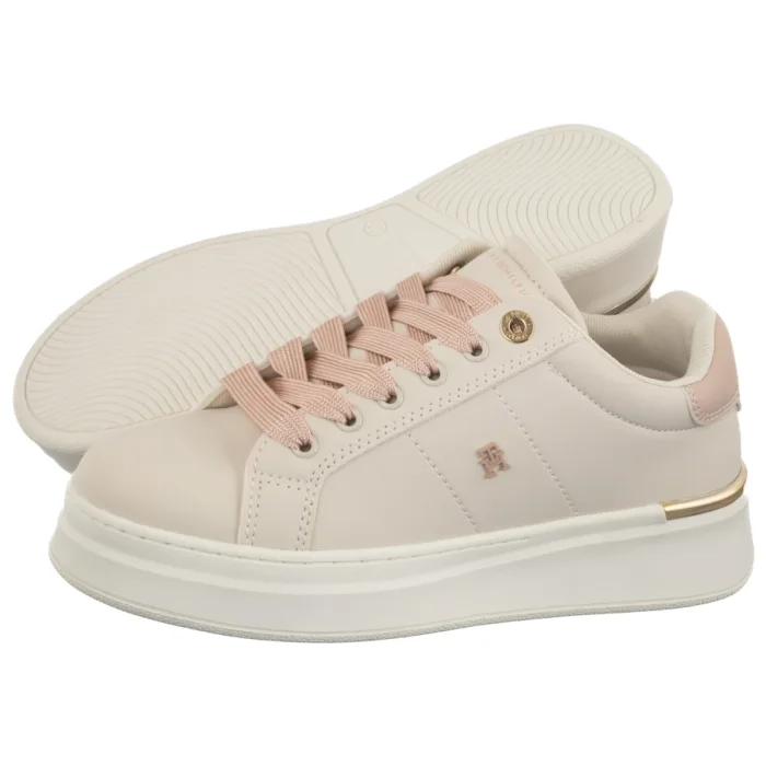 Sneakersy Tommy Hilfiger Low Cut Lace-Up Sneaker Milk/Nude T3A9-34253-1355B172   – zdjęcie 1