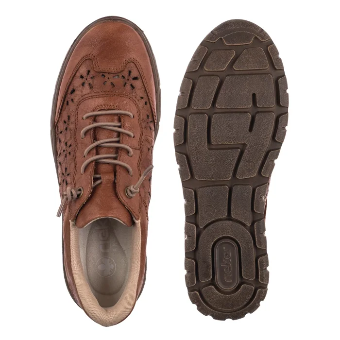 Półbuty Rieker Brązowy N1358-22 Brown – zdjęcie 5