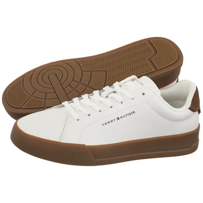Sneakersy Tommy Hilfiger TH Court Lth Detail Ess Ecru/Regatta Red FM0FM05367 0LF – zdjęcie 1