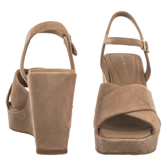Sandały Tommy Hilfiger Suede Wrapped High Wedge Safari Canvas FW0FW09218 RBC – zdjęcie 4