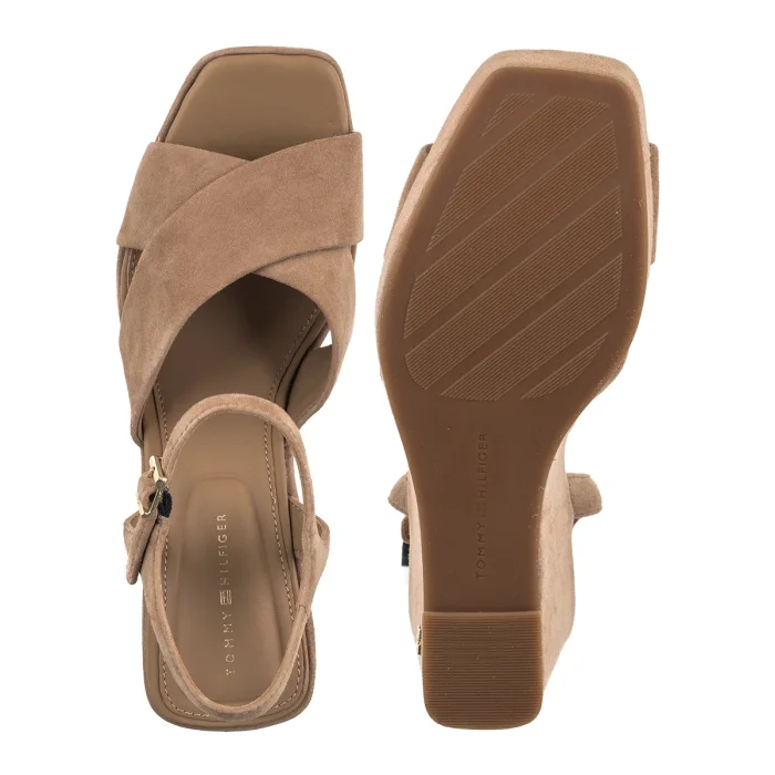 Sandały Tommy Hilfiger Suede Wrapped High Wedge Safari Canvas FW0FW09218 RBC – zdjęcie 5