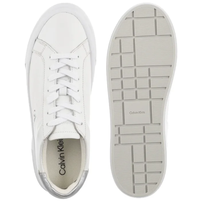 Sneakersy Calvin Klein Flatform Lace Up Lth Met Bright White/Silver YW0YW01929 0LC – zdjęcie 5