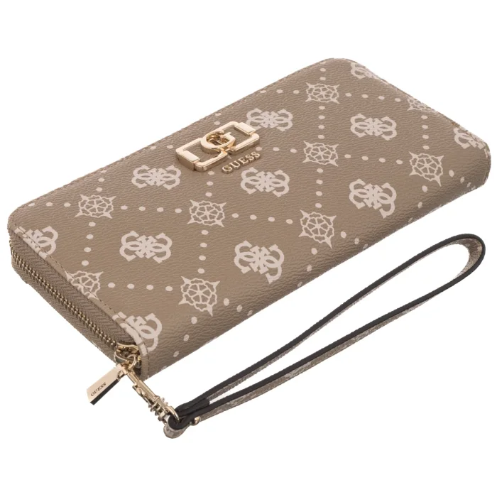 Portfel Guess Emelie Logo Slg Lrg Zip Around SWGP99 28146 Biscotti Logo – zdjęcie 3