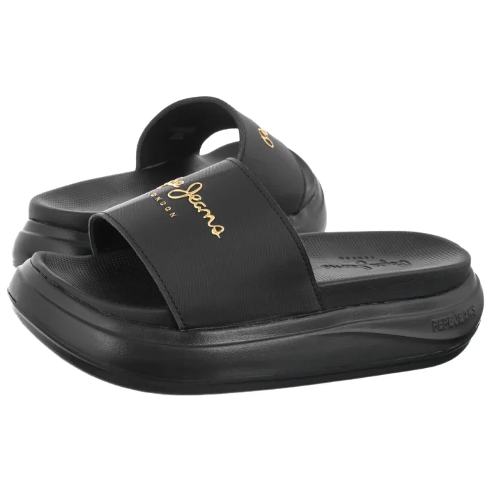 Klapki Pepe Jeans Bella Log W Black PLS700001 999 – zdjęcie 1