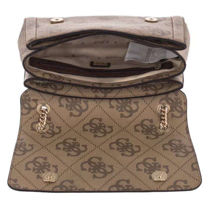 Torebka Guess Noelle II Cnvrtble XBody Flap HWQG96 72210 Latte Brown Logo – zdjęcie 6
