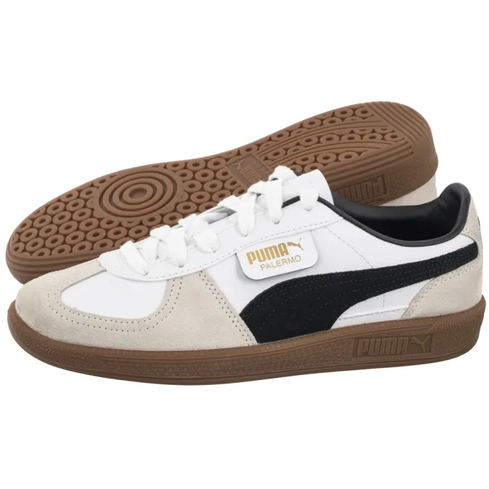 Buty Sportowe Puma Palermo Lth Jr Puma White-Vapor Gray-Gum 397275-01 – zdjęcie 1